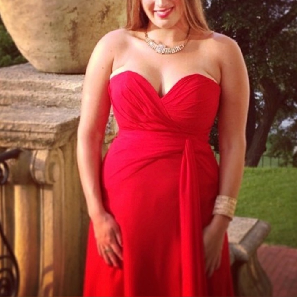 Faviana Strapless Red Formal Dress